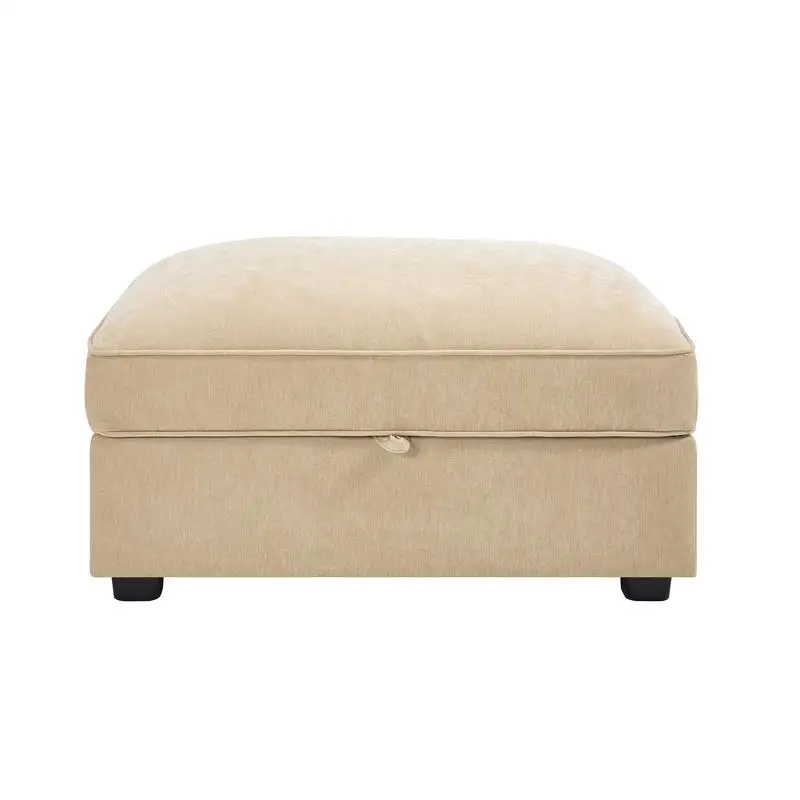 Chenille Fabric Wheat Color Ottoman - Stylish and Comfortable Home Decor Piece for Living Room or Bedroom