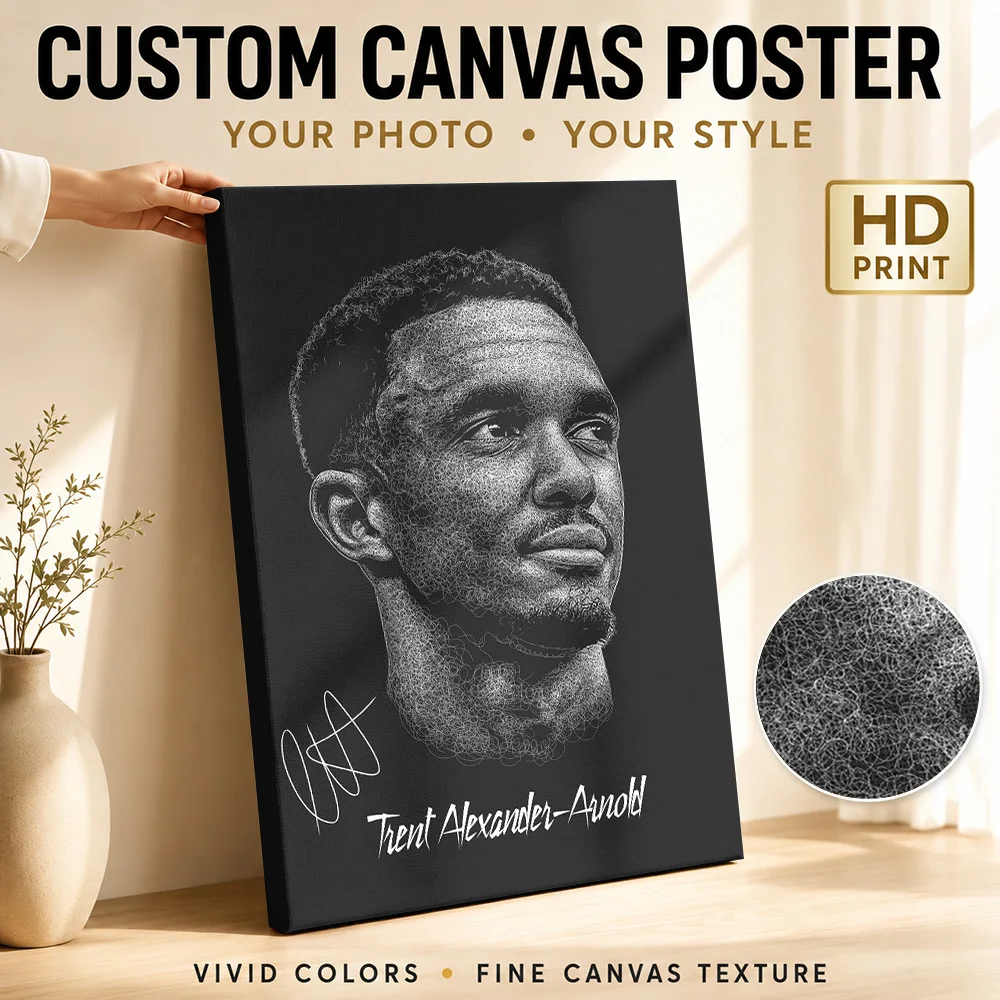 Trent Alexander-Arnold Scribble Art Canvas Print Poster Customized Photo Sports Portrait Wall Art for Game Room Man Cave Decor