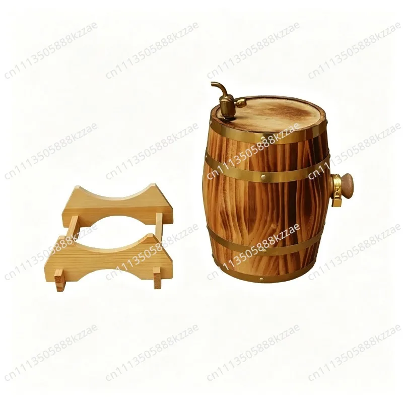 Oak barrel with stainless steel inner liner for home decoration
