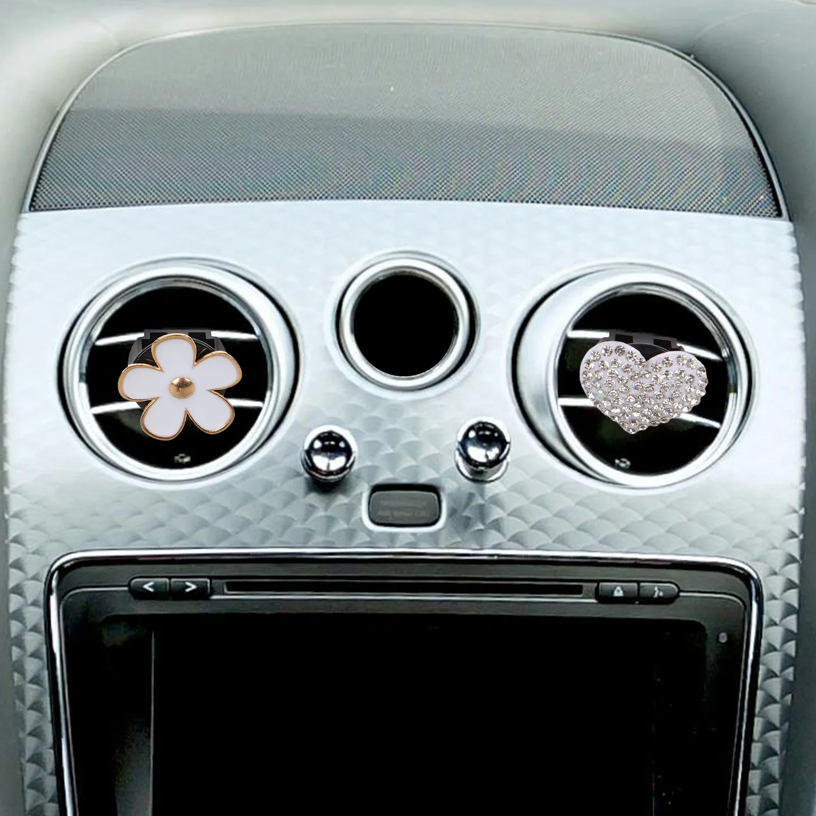 

3 Pcs Diamond Heart Flower Clips for Car Air Car Air Freshener Clip Vent Easy Installation Aroma Diffuser Dashboard Decor