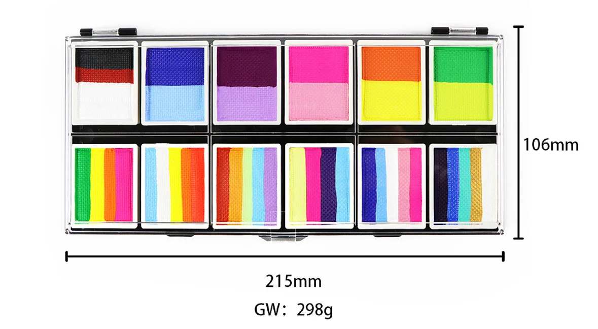 لوحة ألوان للوجه مكونة من 12 شبكة مع فرش ولوحات مائية للهالوين، لوحة جسم عيد الميلاد للبالغين والأطفال