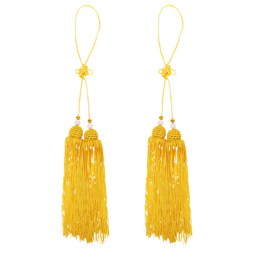 

2Pcs Chinese Sword Tassel Elegant Taichi Martial Arts Accessory Traditional Style Decoration Sword Pendant