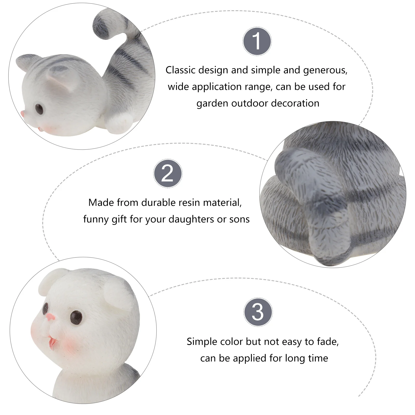 

6Pcs Pet Micro Landscape Resin Cat Decorations Yellow Gray Creative Mini Animal Home Ornament Resin Cat Model Mini Animal Toy