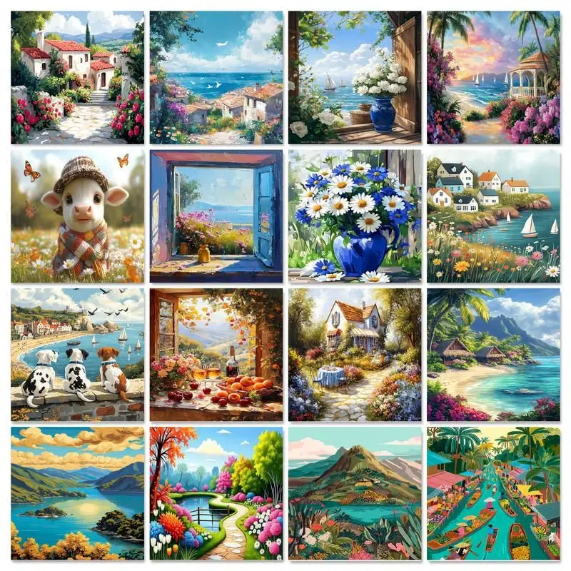 GATYZTORY рамка рисунок по номерам пейзажные наборы живопись по номерам пейзаж ручная роспись картины искусство на холсте домашний декор