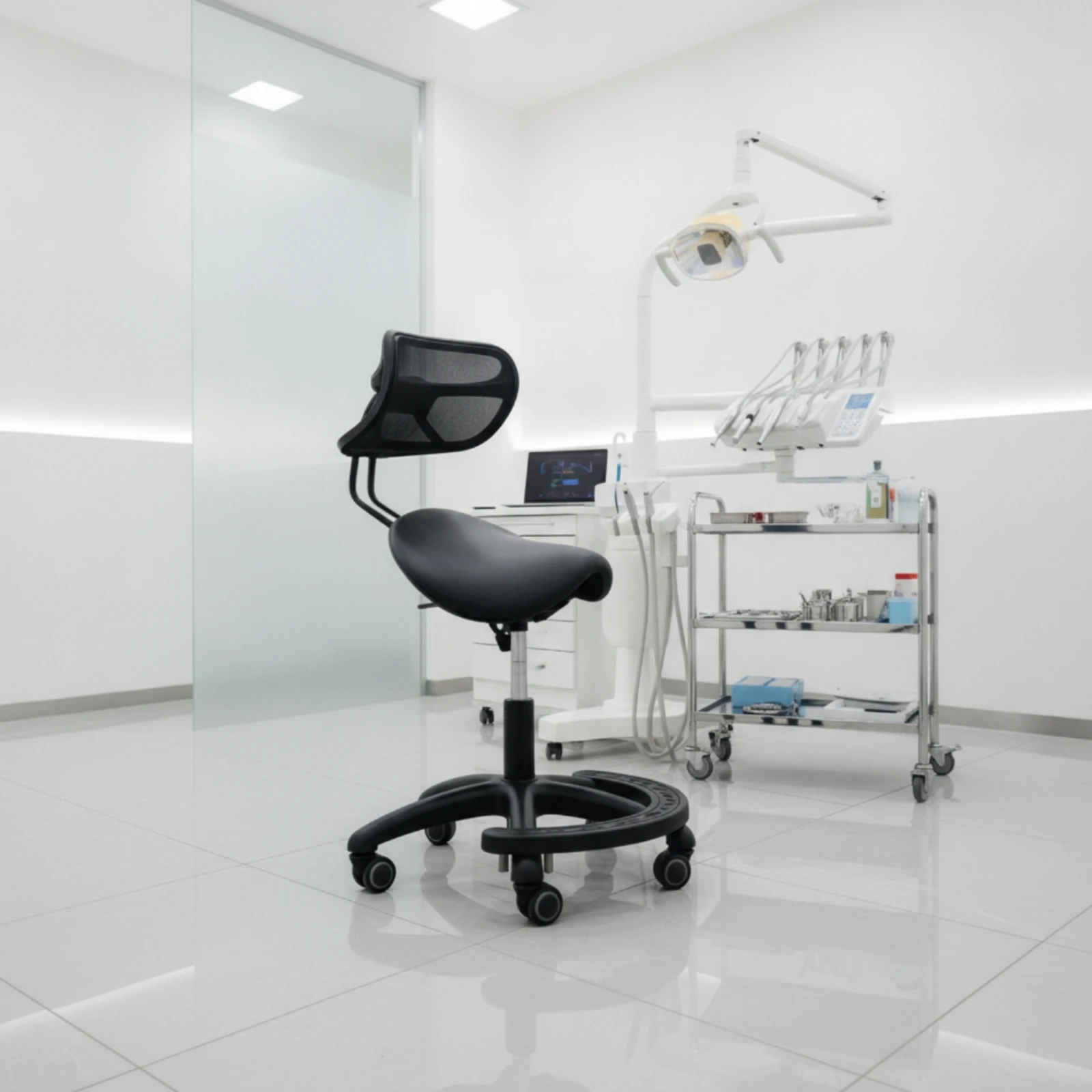 Saddle Stool with Wheels Ergonomic Saddle Chair Furniture Heavy-Duty for Stylists, Salon, Medical Office