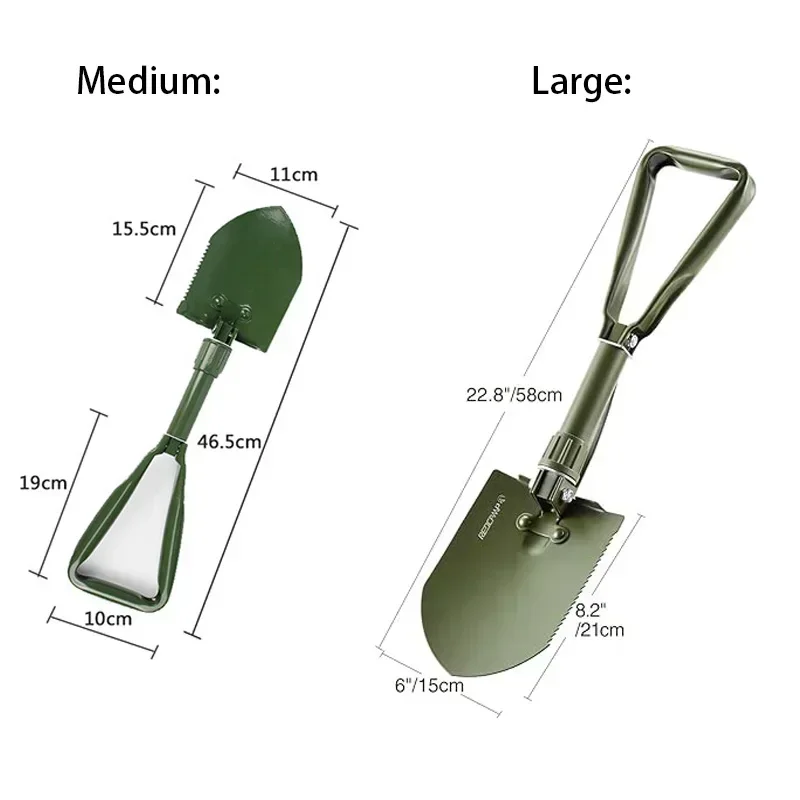 Multifunctional folding shovel sapper shovel large military green car shovel outdoor digging wild vegetables