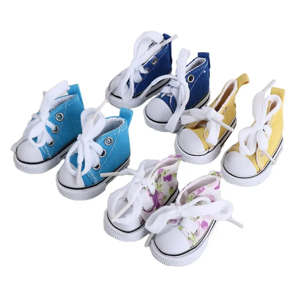 Handmade Cute Doll Mini Canvas Shoes Mini Kawaii Doll Casual Canvas Shoes Plastic 5CM Doll Sneakers Children Toy