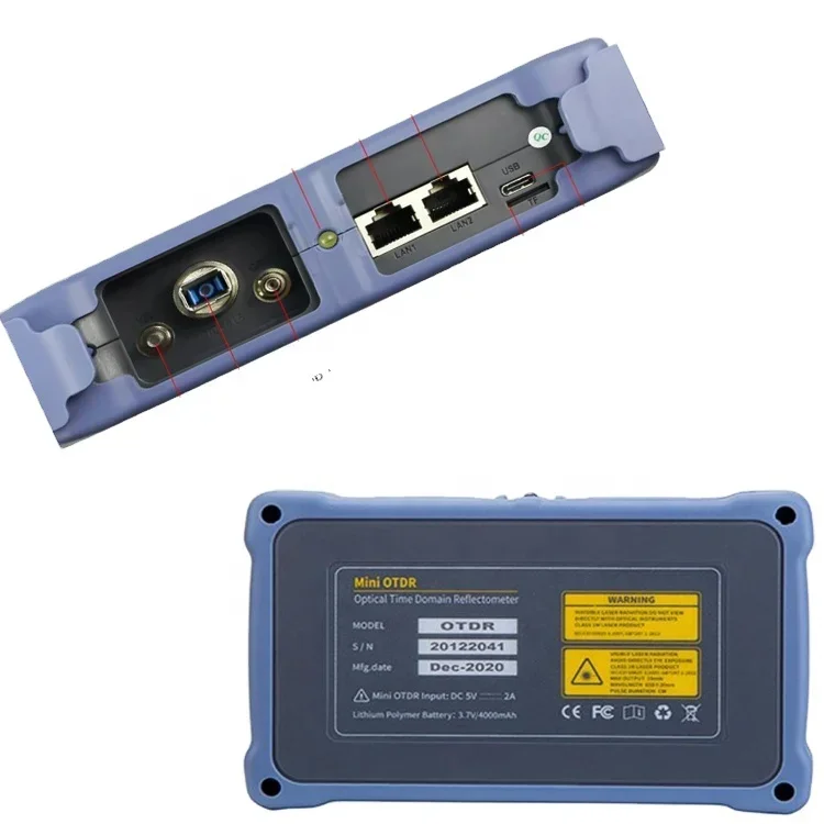 Mini FTTH OTDR SM Fiber Optic OTDR with FC+SC+LC Adaptors 1510/1300nm Fiber Optic Patch Cord Telecommunication Equipment 1year