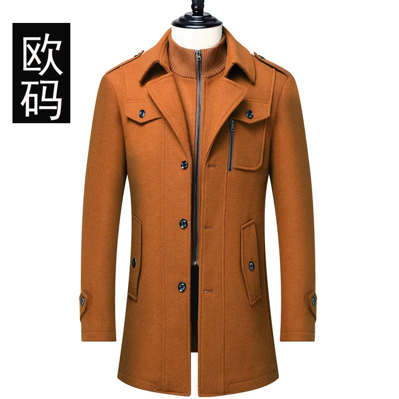 

Мужское шерстяное пальто средней длины, модное, приталенное, китайского производства, для повседневной носки, цветное