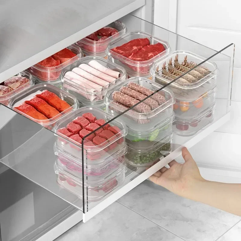 5/1-Pack Transparent Fridge Containers – Freezer Meat/Veggie Storage with Lids – Kitchen Organizer