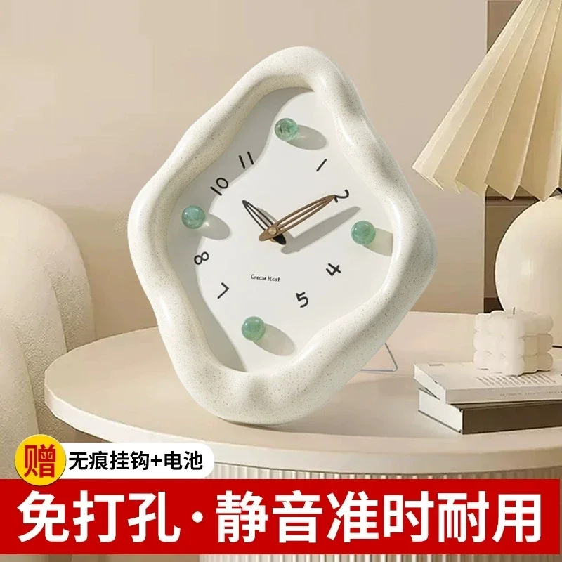Cream style living room foyer entrance clock desktop new minimalist wall clock