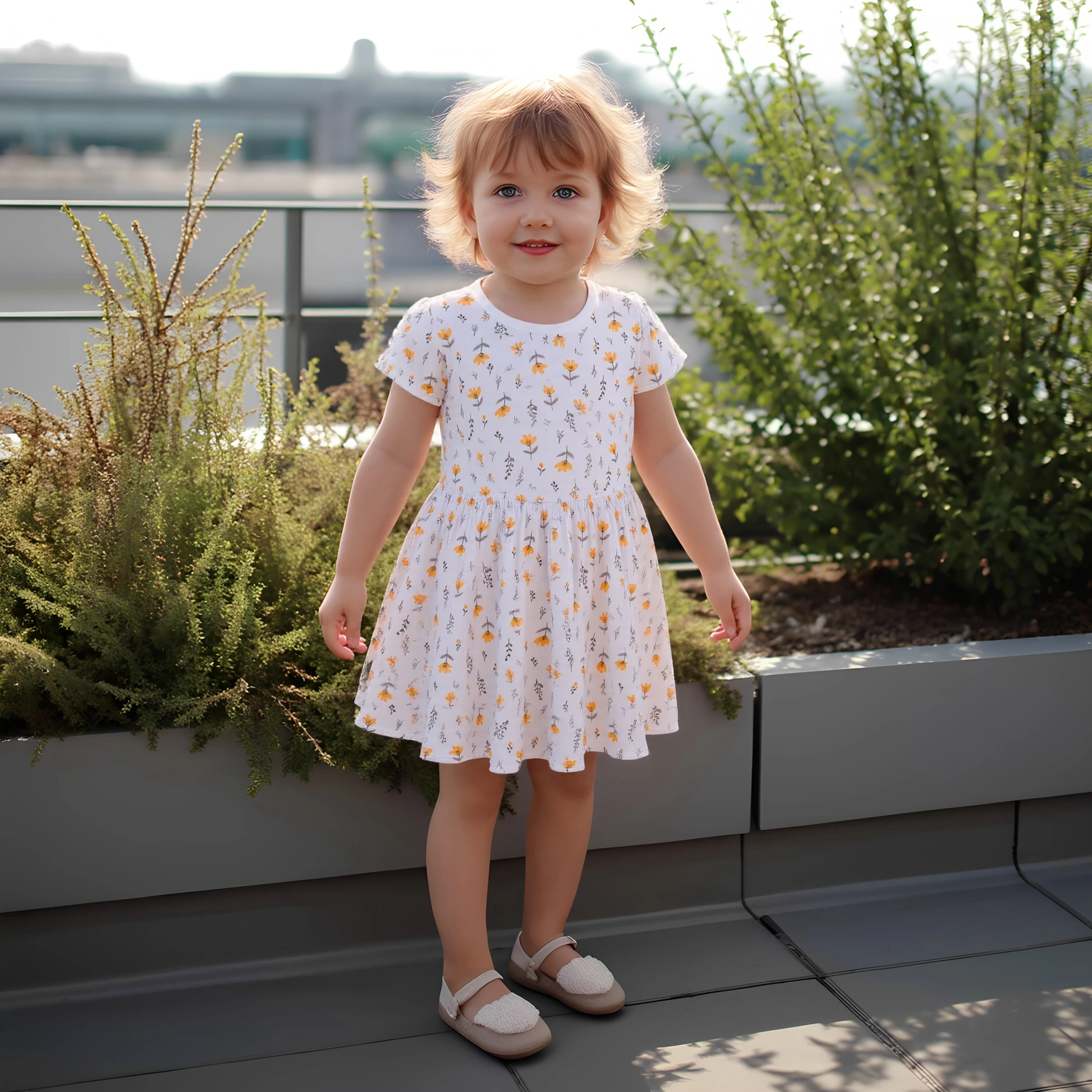 

Sanlutoz Summer Short Sleeve Baby Kids Dresses Sweeet Flower Clothing Cotton Children Girls Dresses