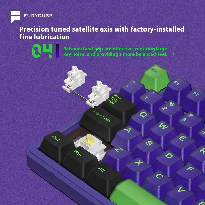 FURYCUBE K99pro لوحة مفاتيح ميكانيكية للألعاب لاسلكية 3-وضع تصميم منحوت من جانب بلوتوث لأجهزة الكمبيوتر المكتبية