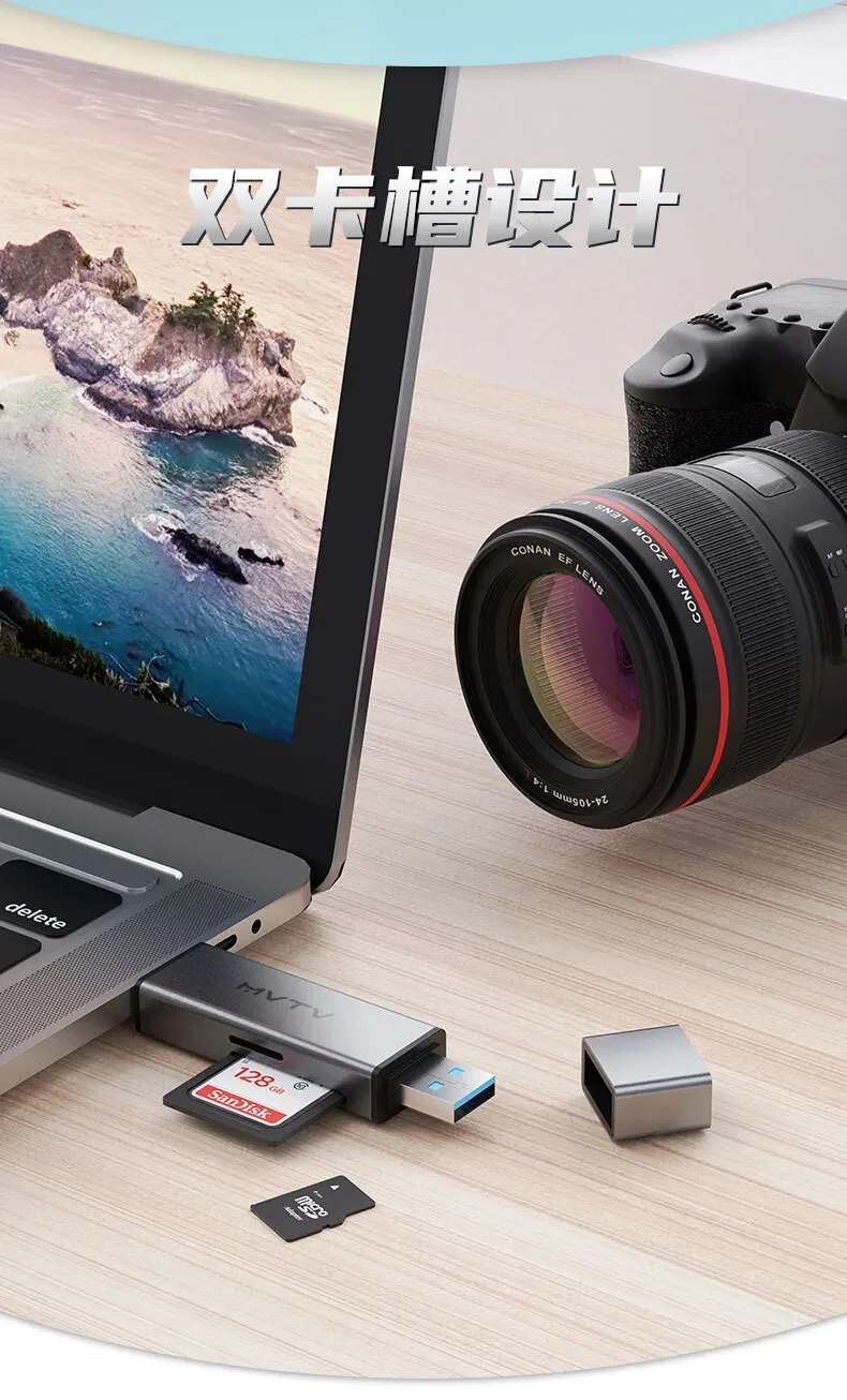 4-in-1 Kartenleser USB & USB-C zu SD MicroSD TF Thunderbolt 3 für PC Laptop Zubehör Smart Speicherkartenleser SD-Kartenadapter – Detail 2