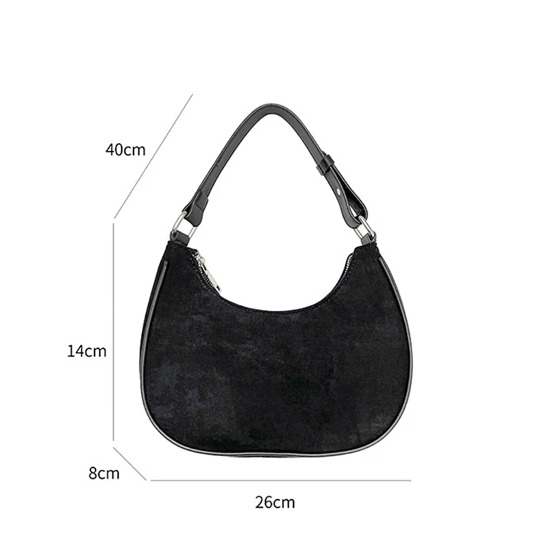 Vintage Faux Suede Shoulder Bag Women\'s Fashion Simple Solid PU Handbag Woman Designer Plush Armpit Hobo Ladies Winter Purse