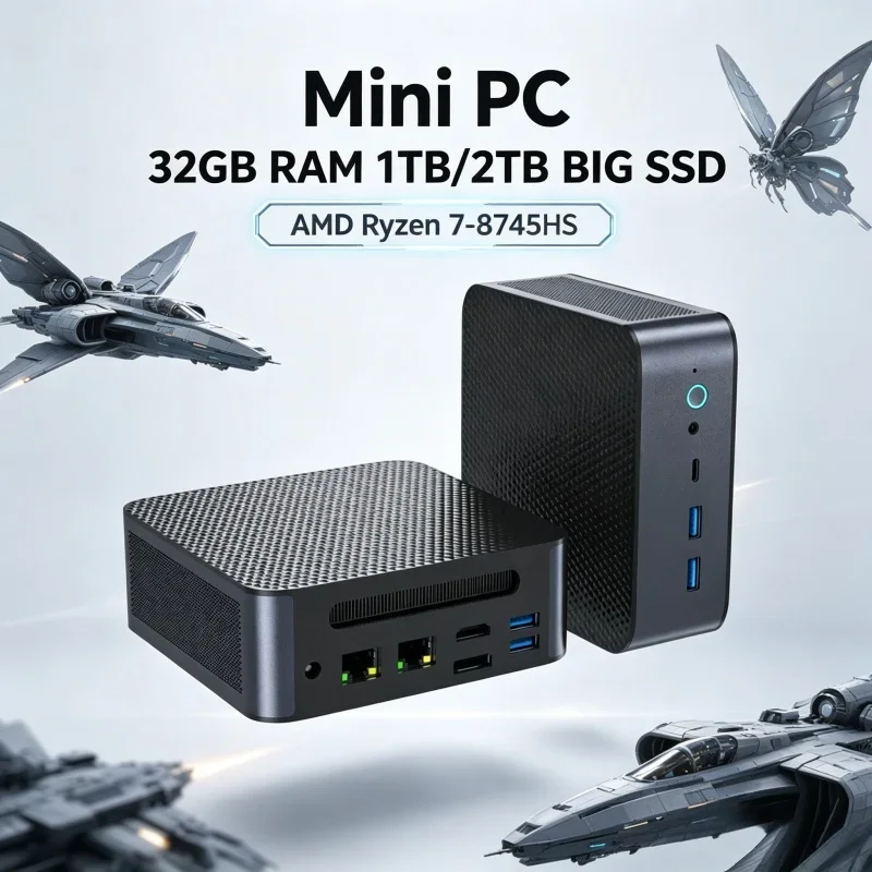 

New Arrival Barebone Mini Server AMD R7 8745HS Brand New Dual 2.5G Ethernet Dual Channel DDR5 Dual NVMe Multi Display PC