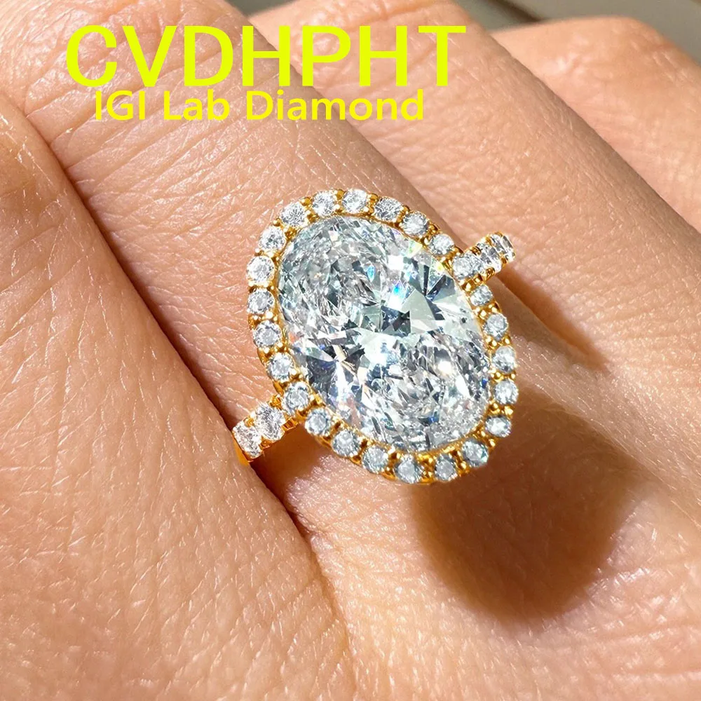 Customized high-end jewelry 1ct 2ct 3ct 4ct  14K Gold Ring IGI Lab grown Diamond Ring Oval shape D VS 1Diamond wedding ring