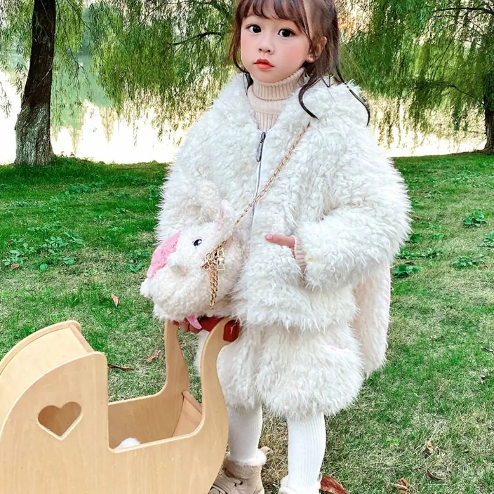 Plus Velvet Thick Rabbit Cute Hooded Outerwear Coat+Shorts 2PCS Kids Winter Clothes Set Toddler Baby Girls Children Suit Outfit