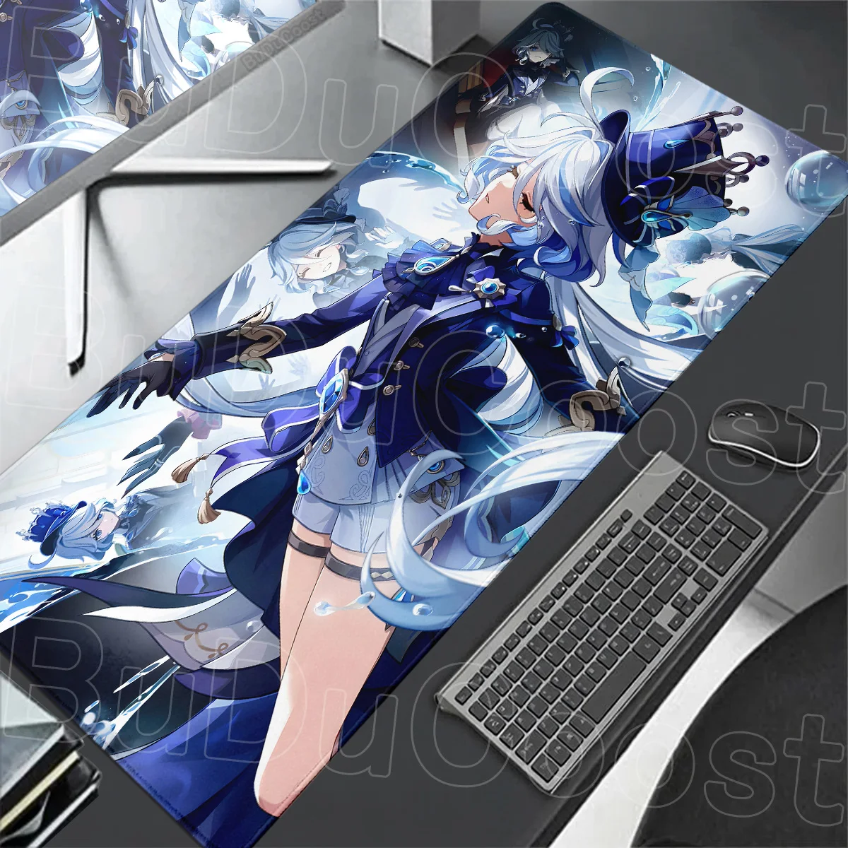 New Kawaii Genshin Impact Furina Anime Mouse Mat Office PC Gaming Accessories Keyboard Carpet Laptop 400x900mm Desk Pad Washable