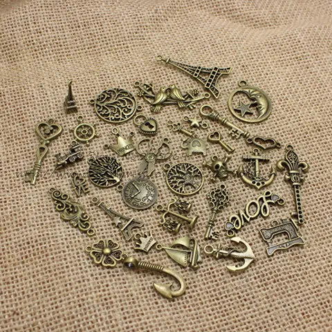  100pc Mixed Antique bronze European Bracelets Charm Pendants Fashion Jewelry Making Findings DIY Charms Handmade