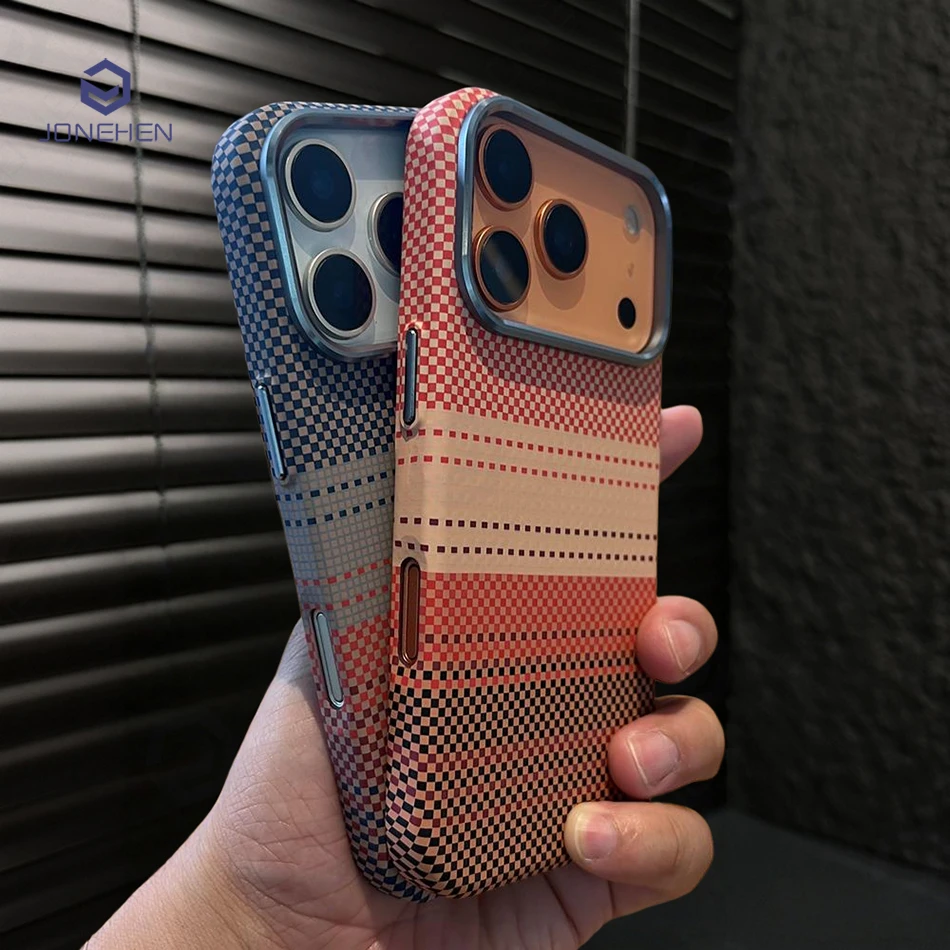 

Luxury Slim Hard Pc Alloy Lens Magnetic Case For iPhone 13 14 16 17 Pro Max 15 16 Plus Carbon Fiber Pattern Cover For Magsafe