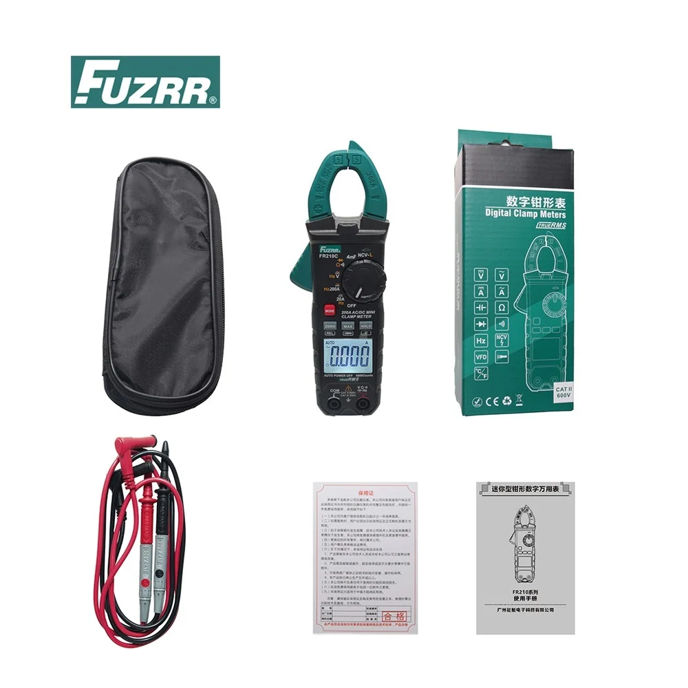 

Цифровой миниатюрный мультиметр FUZRR FR210 с зажимами 20 мм, встроенным фонариком, измерением напряжения 600В DC/AC, 6000 измерений, True RMS
