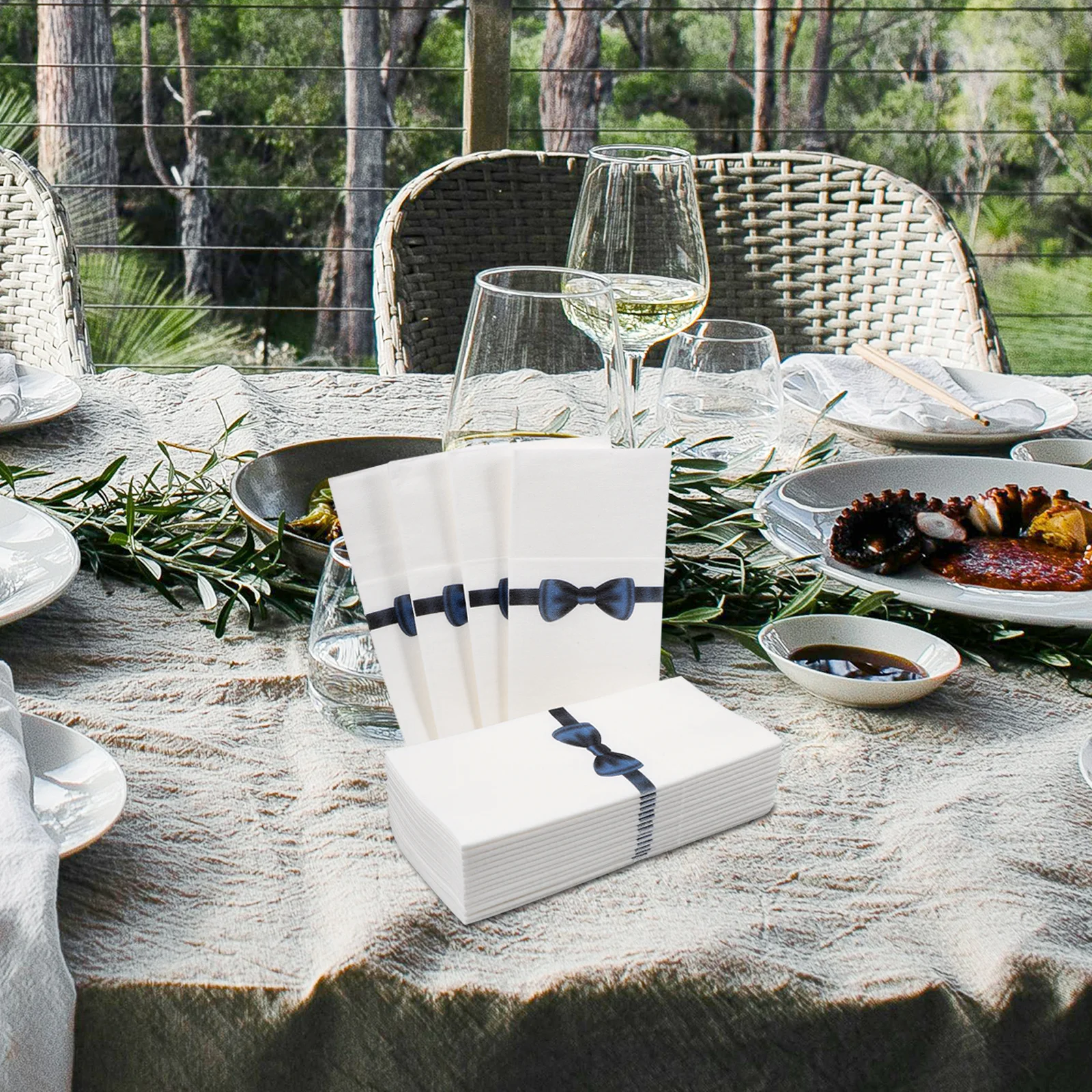 50pcs Knife Fork Napkin Pad Tableware Packing Napkins For Restaurant Hotel Kitchen Use White Disposable Guest Towels Compact