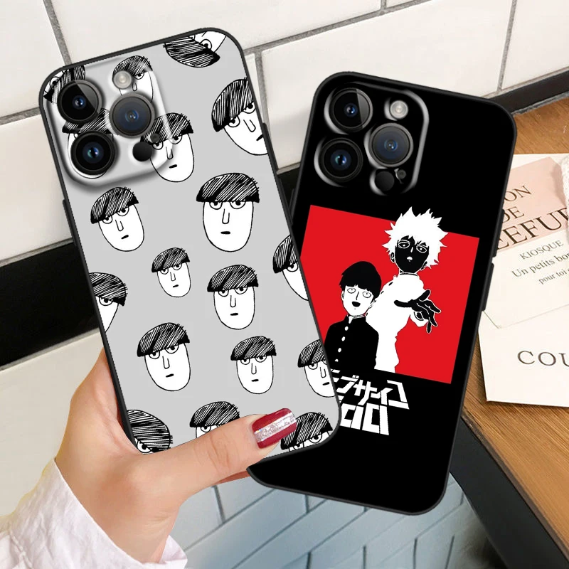 Anime Mob Psycho 100 Cover For Apple iPhone 15 14 13 12 11 XS XR X 8 7 Pro Max Plus Mini TPU Black Phone Case