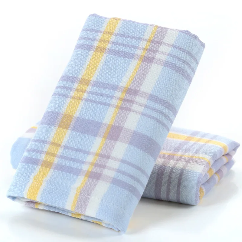 35x75cm Quick Drying and Skin Friendly Cotton Gauze Double-sided Towel Wipe Faces Shower Soft Absorbent Logos Checkered Pattern