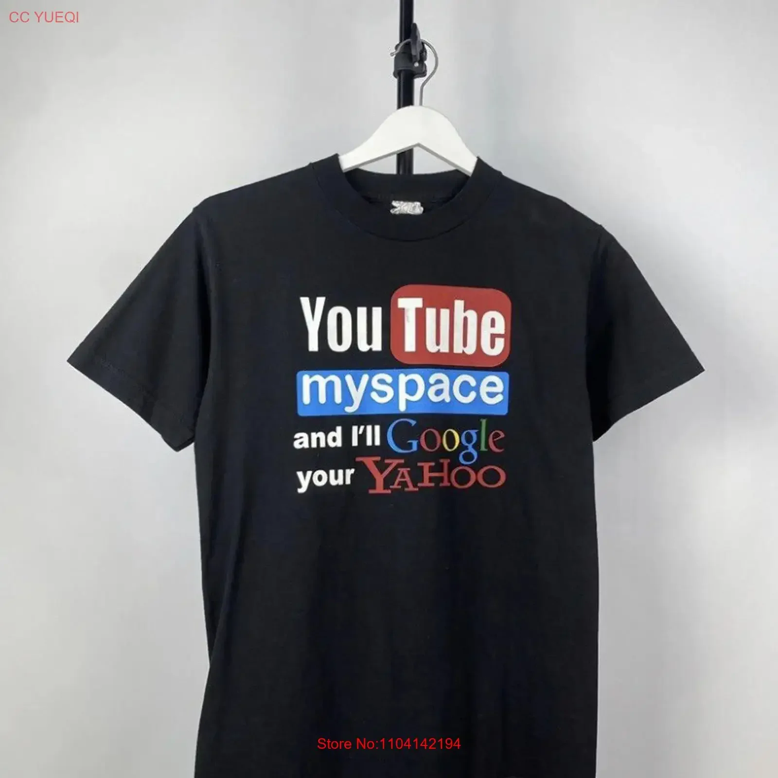 Vntg 00s YouTube MySpace and I ll Google your yahoo T Shirt Men s Size vintage Washed Stretched Breathable Casual Soft