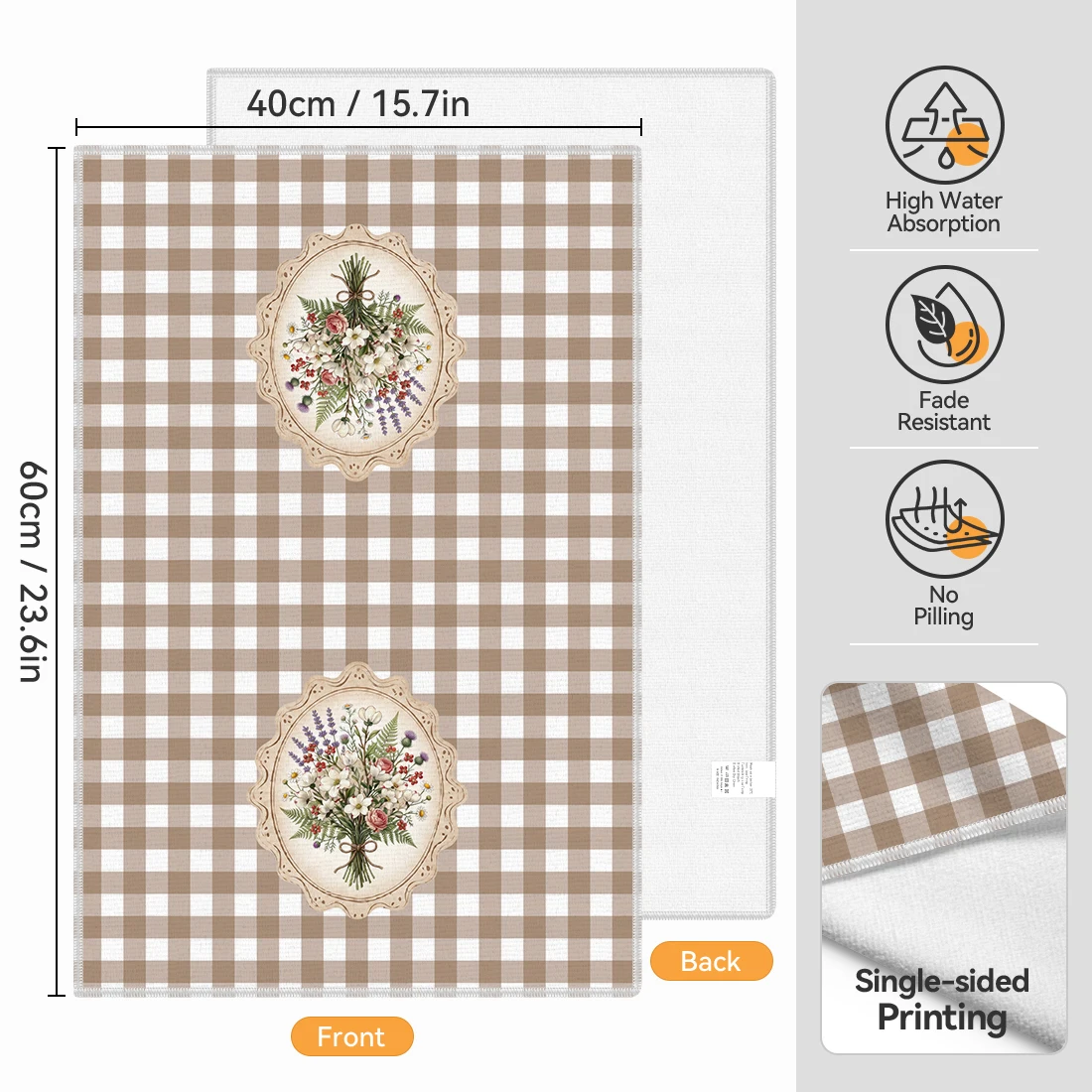 2pcs Set Kitchen Towels Khaki Retro Wildflower Farm PatternHand Towels Christmas Decorations For Home Noel Dish Towels Gifts