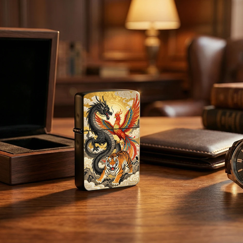 Vintage Collectible Lighters - Accendino Flip Top con Motivo Drago
