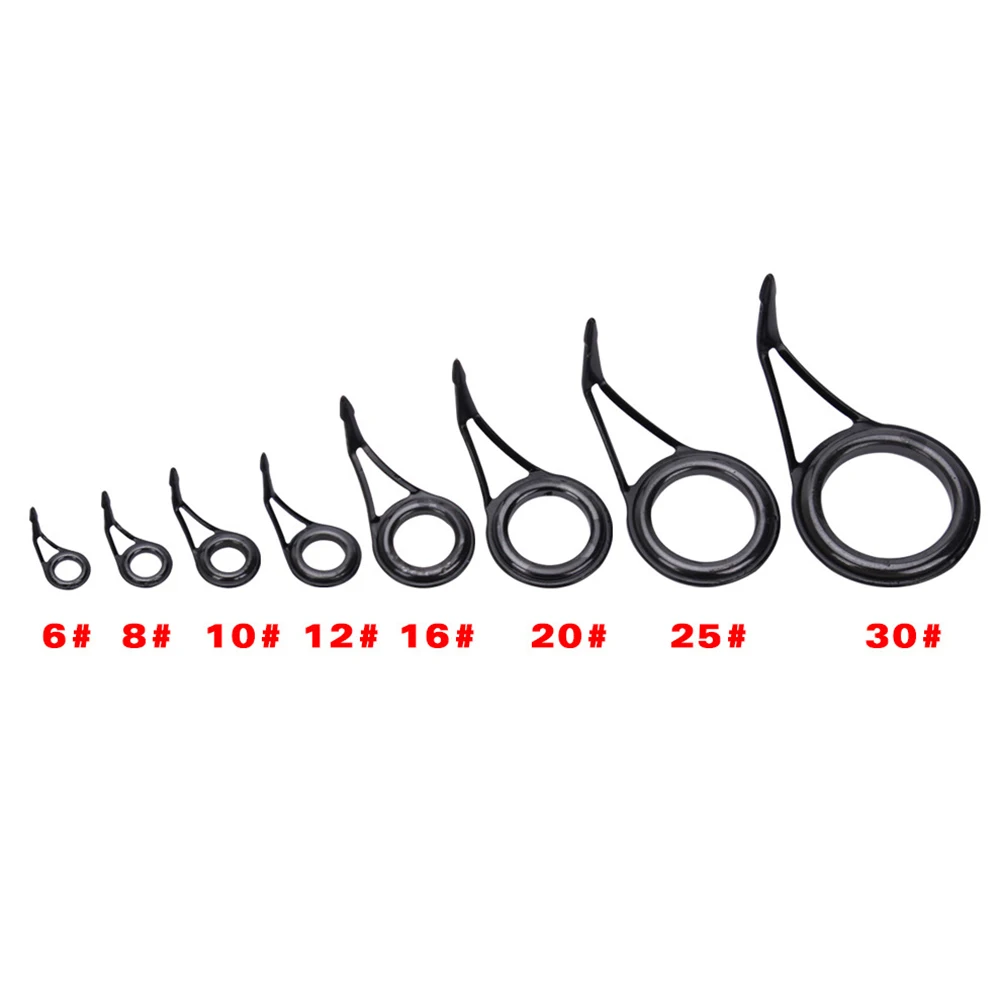 

8Pcs Mixed Size Fishing Top Rings Rod Pole Repair Kit Line Guides Eyes Sets 6# 8# 10# 12# 16# 20# 25# 30# Fishing Rod Guide