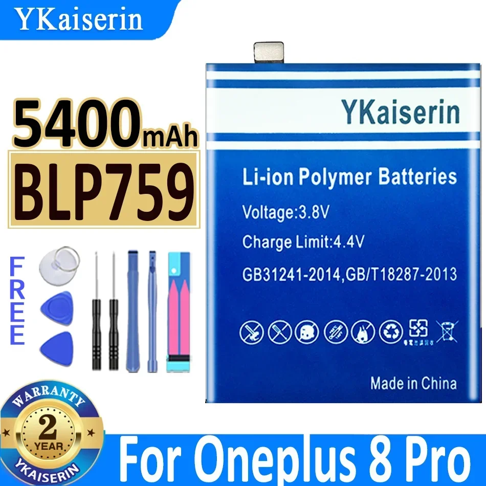 5400mAh YKaiserin Battery BLP759 For Oneplus 8 Pro One Plus 8pro