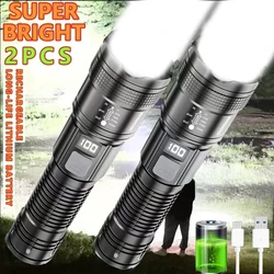 Portable Rechargeable LED Flashlight High Power Military Tactical Flashlight Telescopic Zoom Torch Lamp Outdoor Camping Lantern