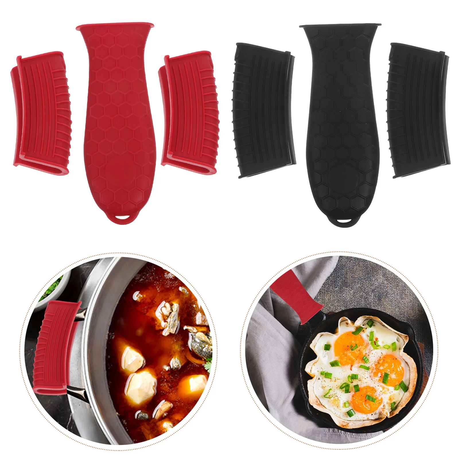 

6Pcs Silicone Pot Handle Cover Heat Resistant Non Slip Grip for Casserole Cast Iron Skillet Frying Pan Griddle Kitchen Cooking