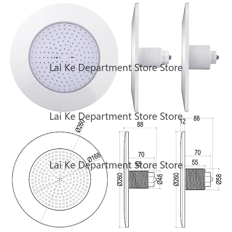 Ultra-thin fiberglass swimming pool light, IP68 waterproof, adjustable pool light, LED 12V fully sealed underwater light