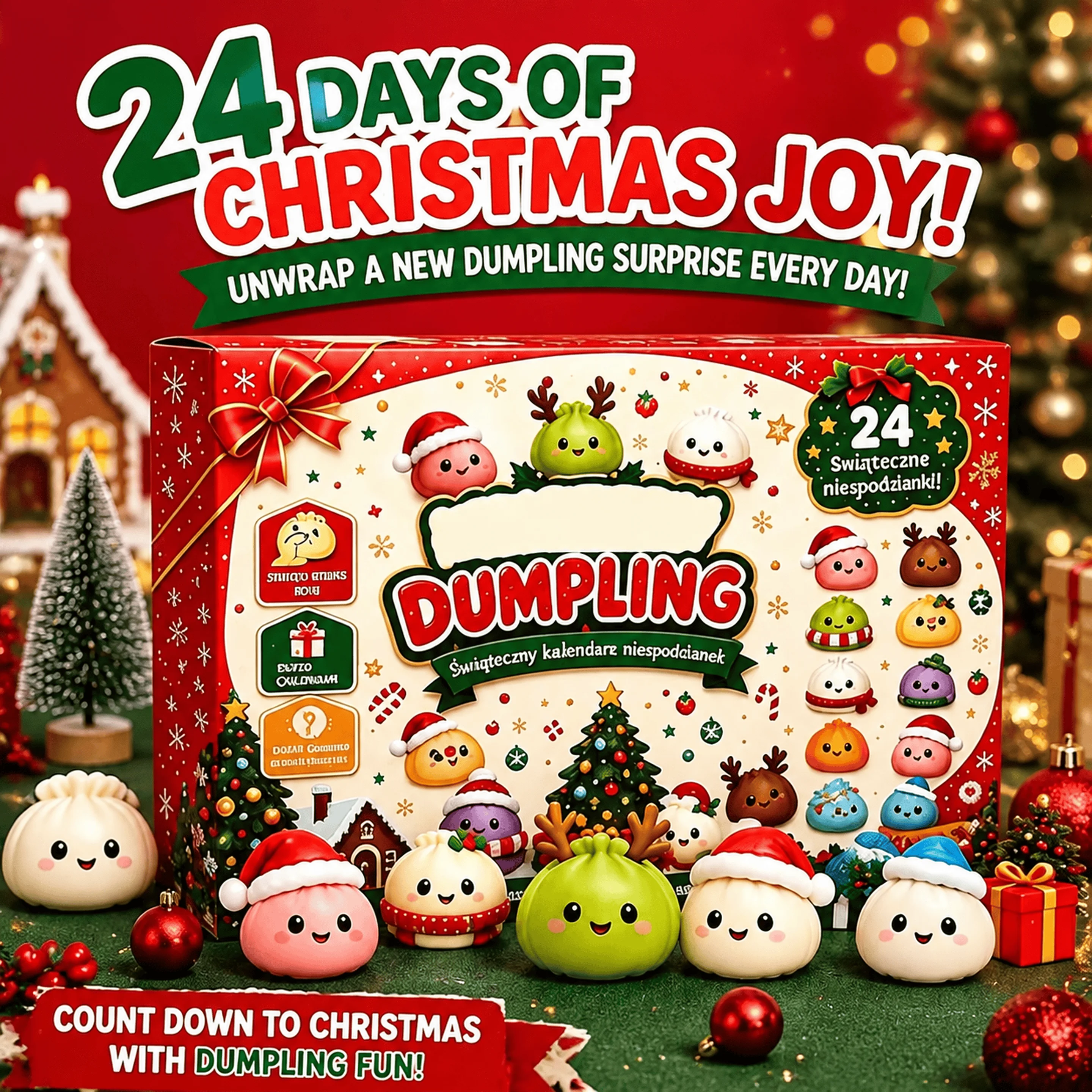 Christmas Squishy Advent Calendar 24‑Day Countdown Surprise Box Dumpling Slow Rebound Squeeze Sensory Toy