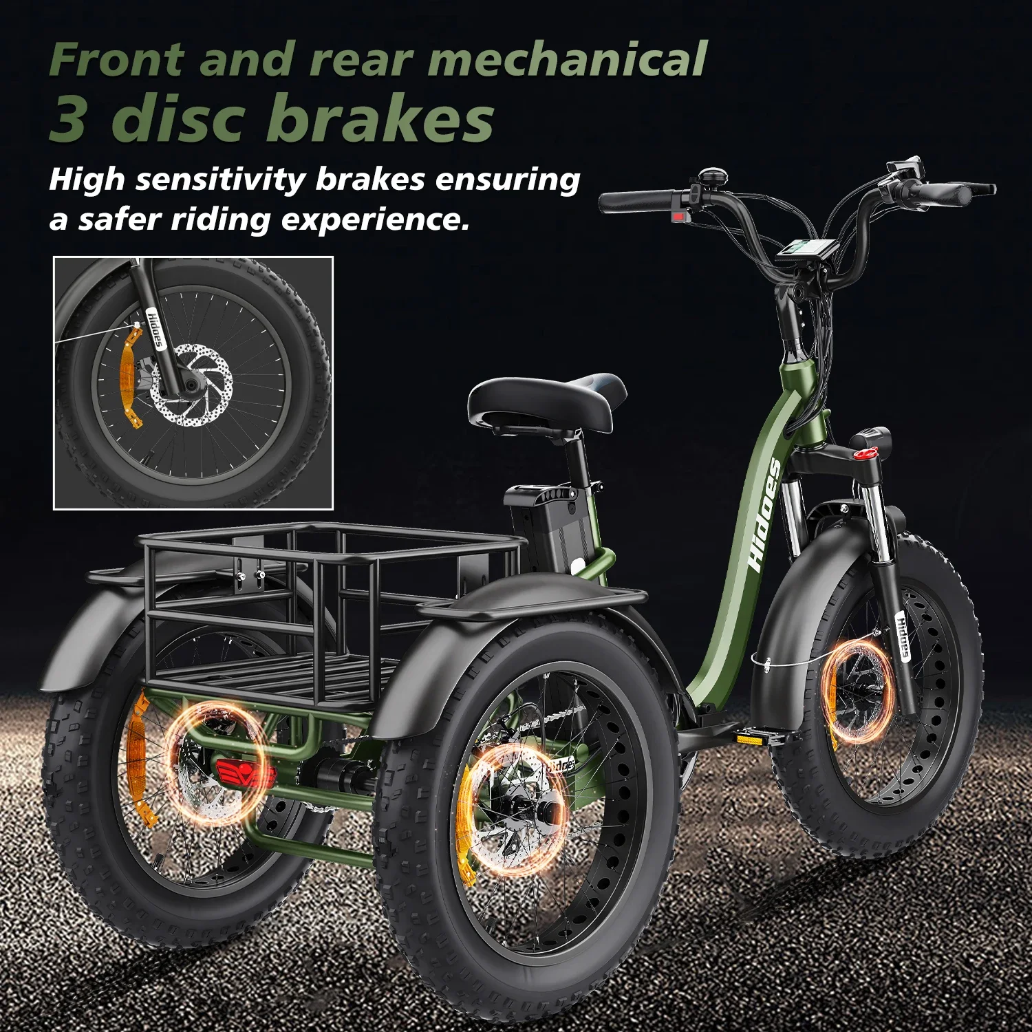 Factory Price 20 Inch Adult Electric Tricycle 3 Wheel Fat Tire Electric Tricycles Trike For Transportation