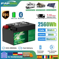 LiFePO4 12V 200Ah 300Ah Battery Pack Bluetooth BMS 6000+ Cycles Grade A Cell 24V Lithium Battery For RV Boat Home Solar EU STOCK