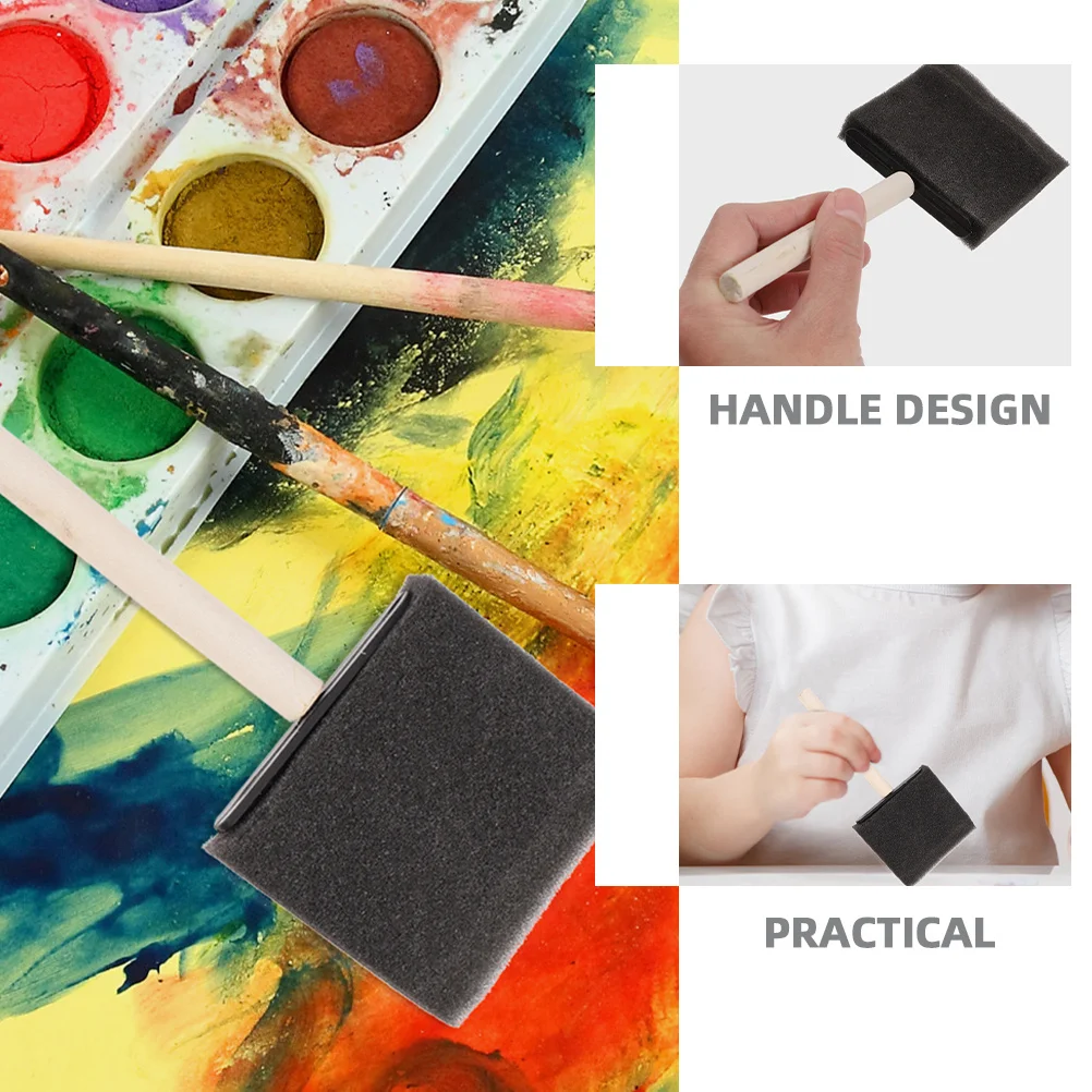 

24Pcs Sponge Paint Brushes Wood Handle Drawing Stamps for Students Art Crafts Comfortable Grip Creative Painting Tool