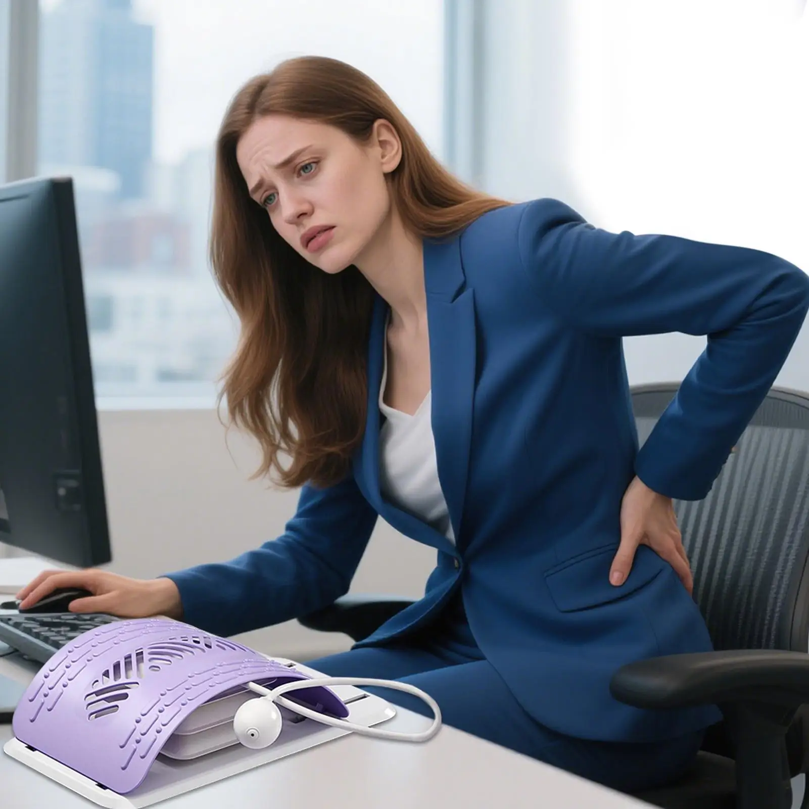 

Lumbar Back Stretcher Ergonomic Lower Back Stretcher Devices Corrector Adjustable Support Massager For Car Women Bed Offices