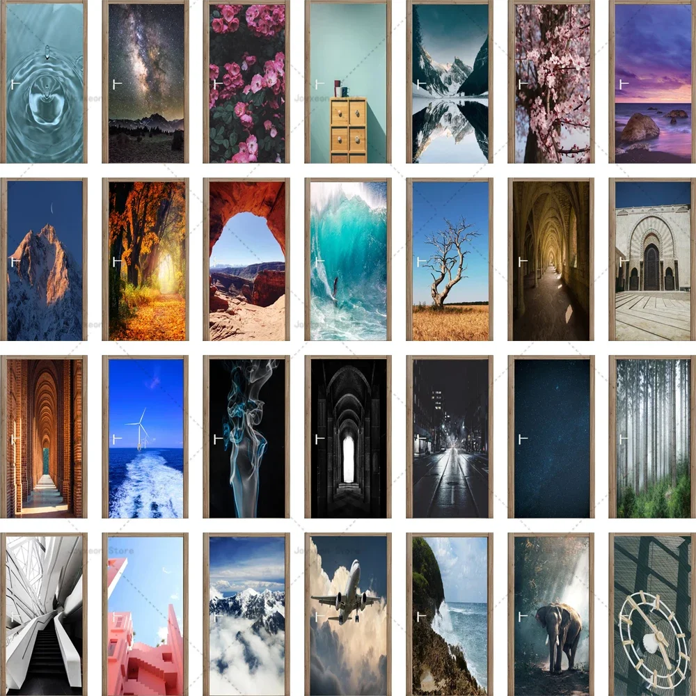 

29 Landscape Door Stickers Nature Poster Mountain and Sea Mural Home Decoration PVC Waterproof Self-adhesive Door Stickers