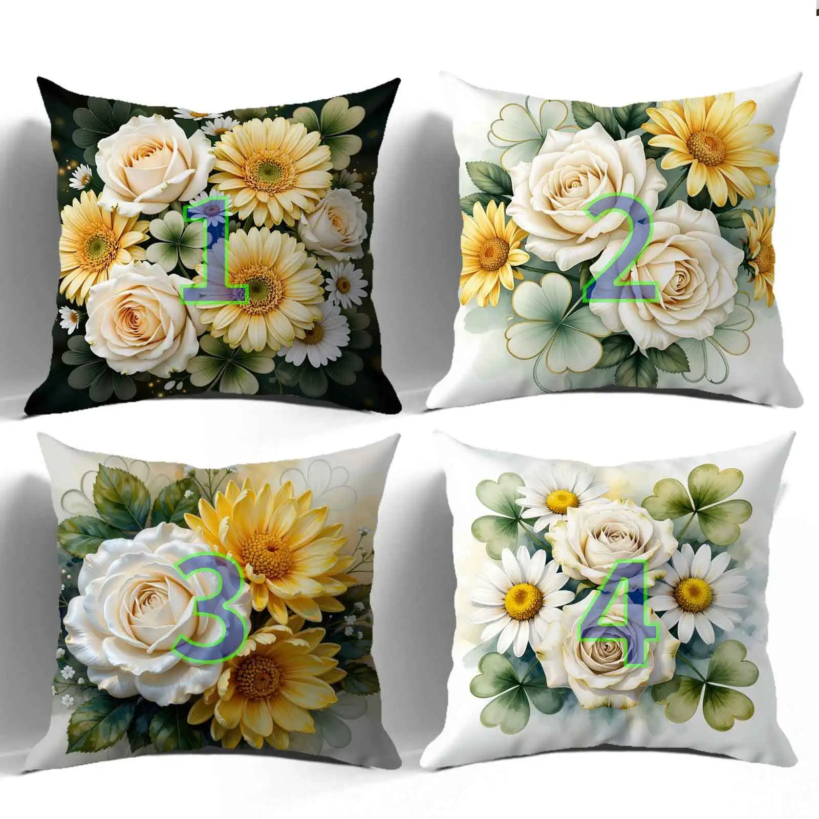Daisy, tropical coast pattern digital printing pillow cover Short plush Suitable living rooms bedrooms sofas throw cushion cover