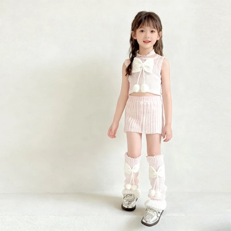 

1 Piece Cute Bow Kids Girl Knee Stacked Socks Fashion Knitted Leg Warmers for Children YK2 Korean Princess Thicken Socks