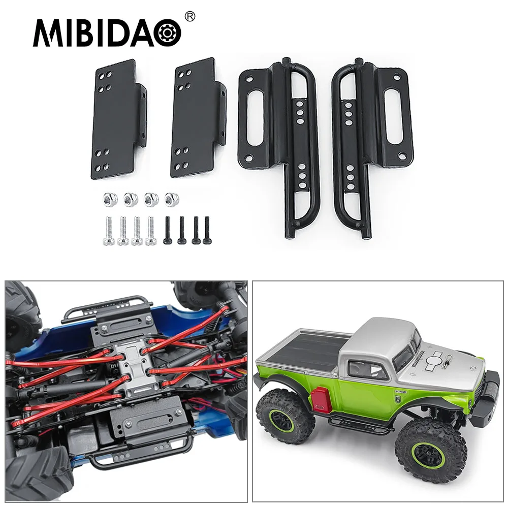 MIBIDAO-Metal Side Pedal Rock Sliders, Peças do modelo do carro para Axial SCX24, Deadbolt Chevrolet C10, Wrangler Gladiador, Bronco 1:24