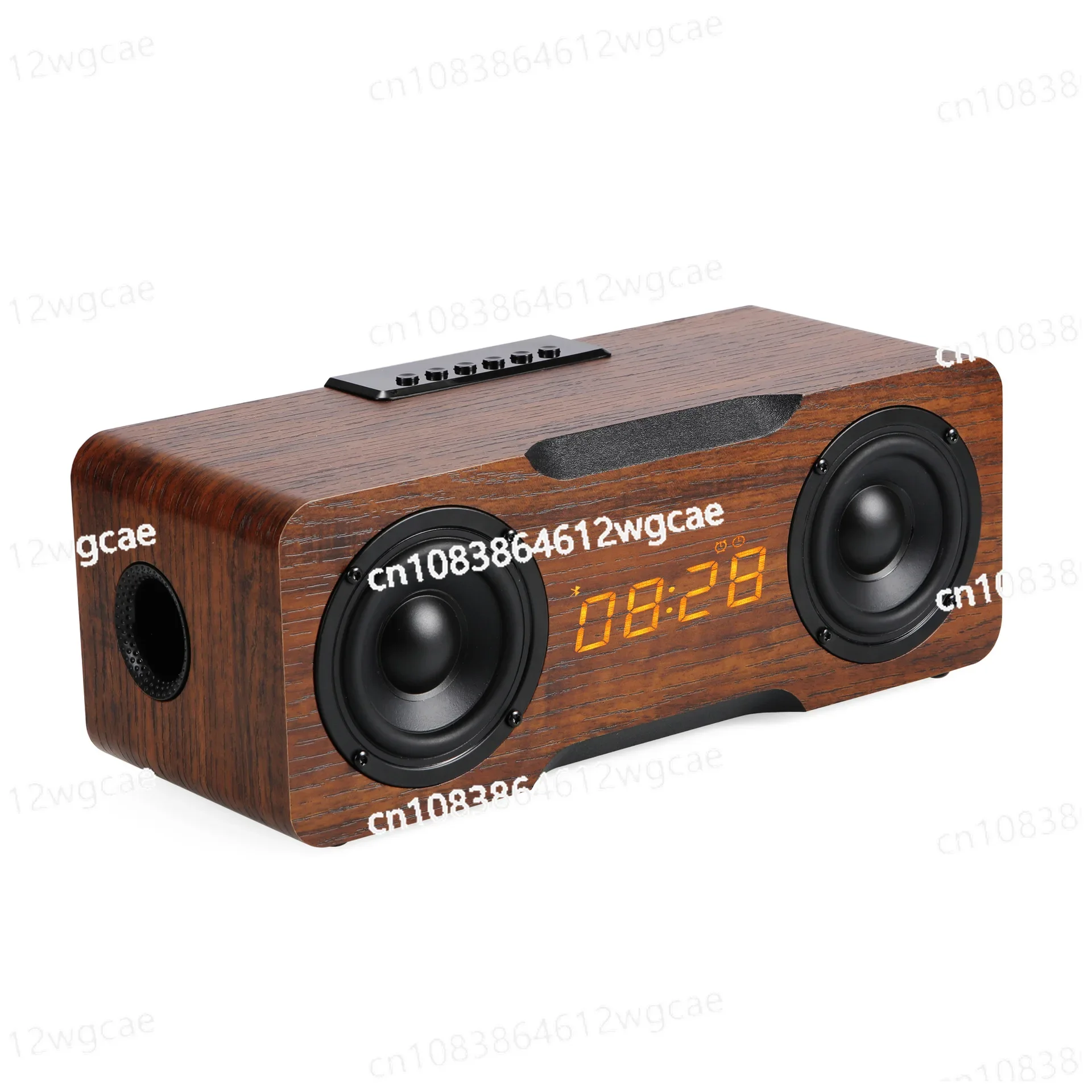 Wooden Bluetooth speaker home clock alarm clock small sound TF card USB high-power loudspeaker subwoofer.