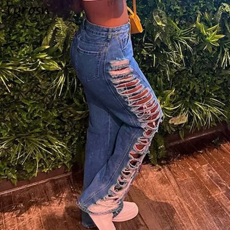 

Jeans Women Creativity Sexy Attractive Leisure Prevalent Streetwear European Style Hollow Out Vacation Popular Solid Daily New