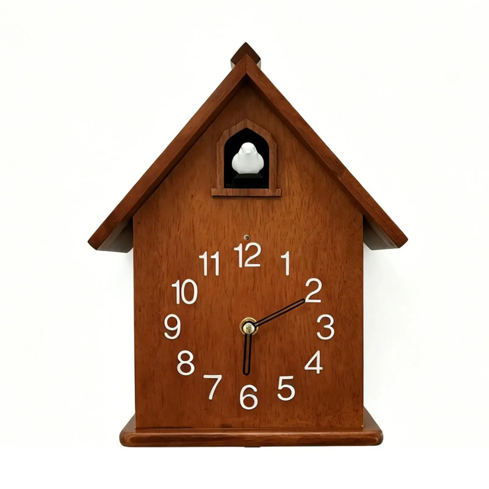 Classic House Shaped Wall Clock with White Bird Accent and Pendulum for Cozy Bedroom Nursery Decor