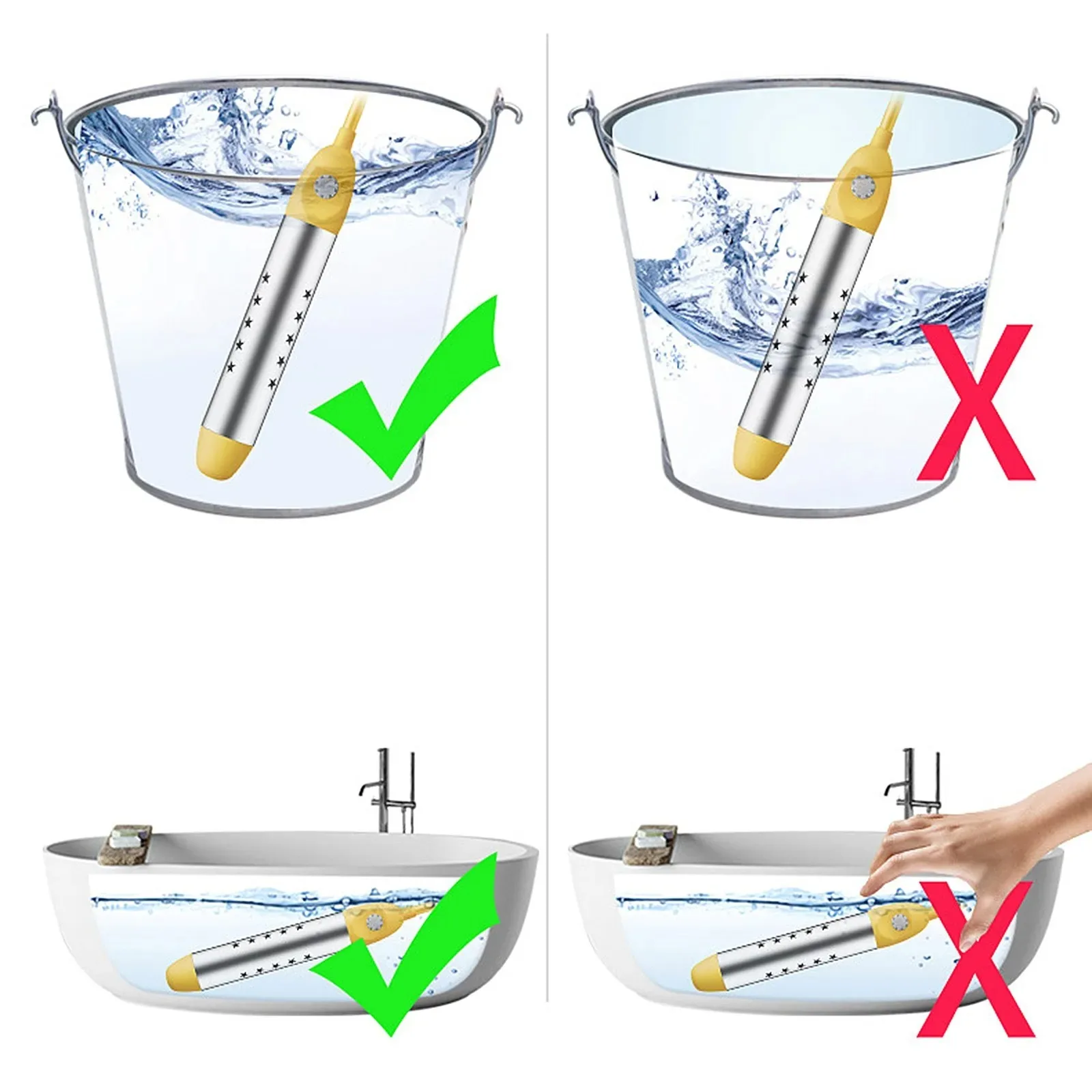 Pool Heater Water Heating Boiler Swimming Solar Bath Tub Immersion Portable Hot Fast Automatic Power Off Intelligent 1500W/2500W